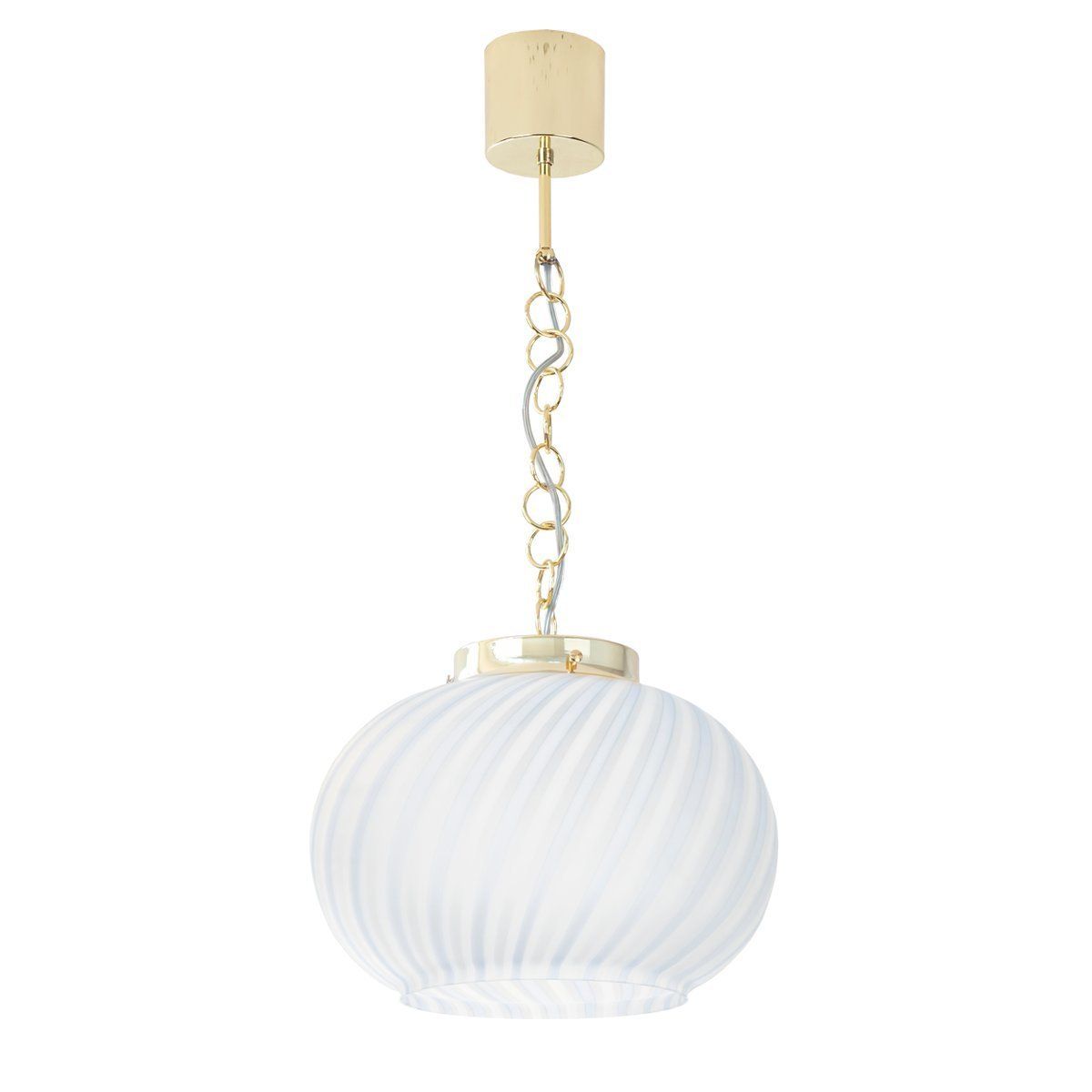 Suspension Lamp In Frosted Glass With White And Turquoise Lines, Italy photo furniture