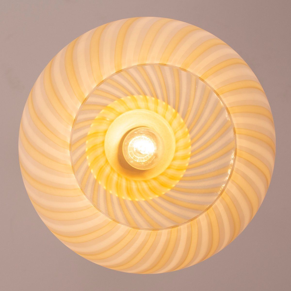 Suspension Lamp In Frosted Glass With White And Amber Stripes, Italy photo buy