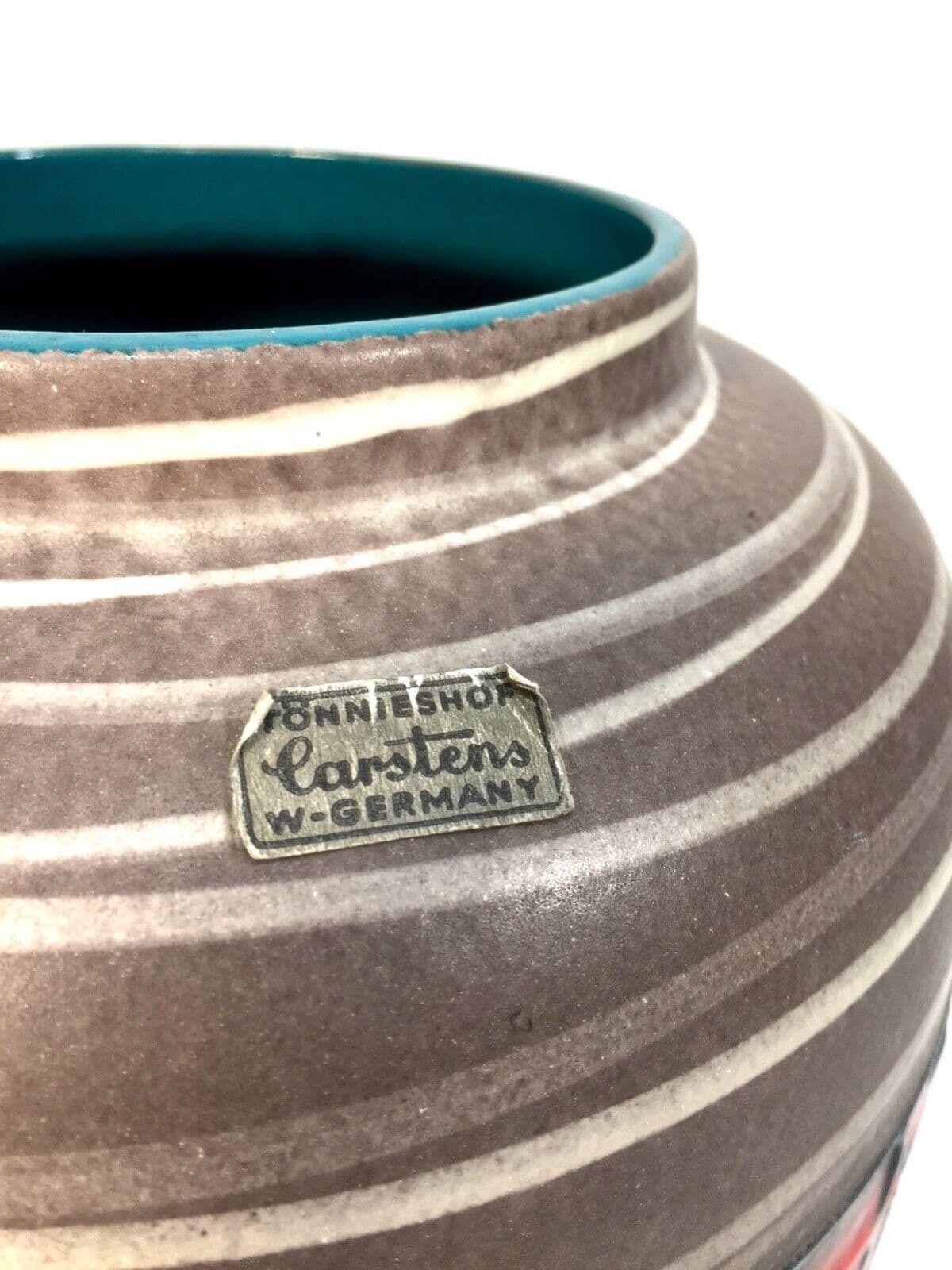 Vintage West German Pottery Large Vase Jug Red & Grey 1970s Retro photo Home Decor