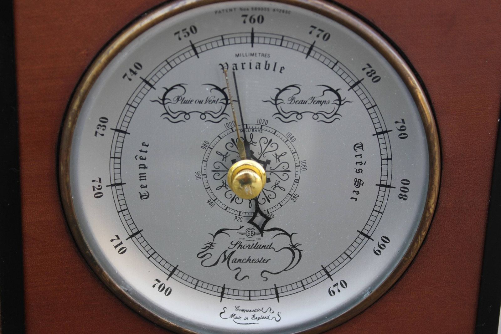 photo furniture Rare Standing Clock, Portable Thermometer, Barometer With Horse Hoof Stand, Bank Or Office Clock