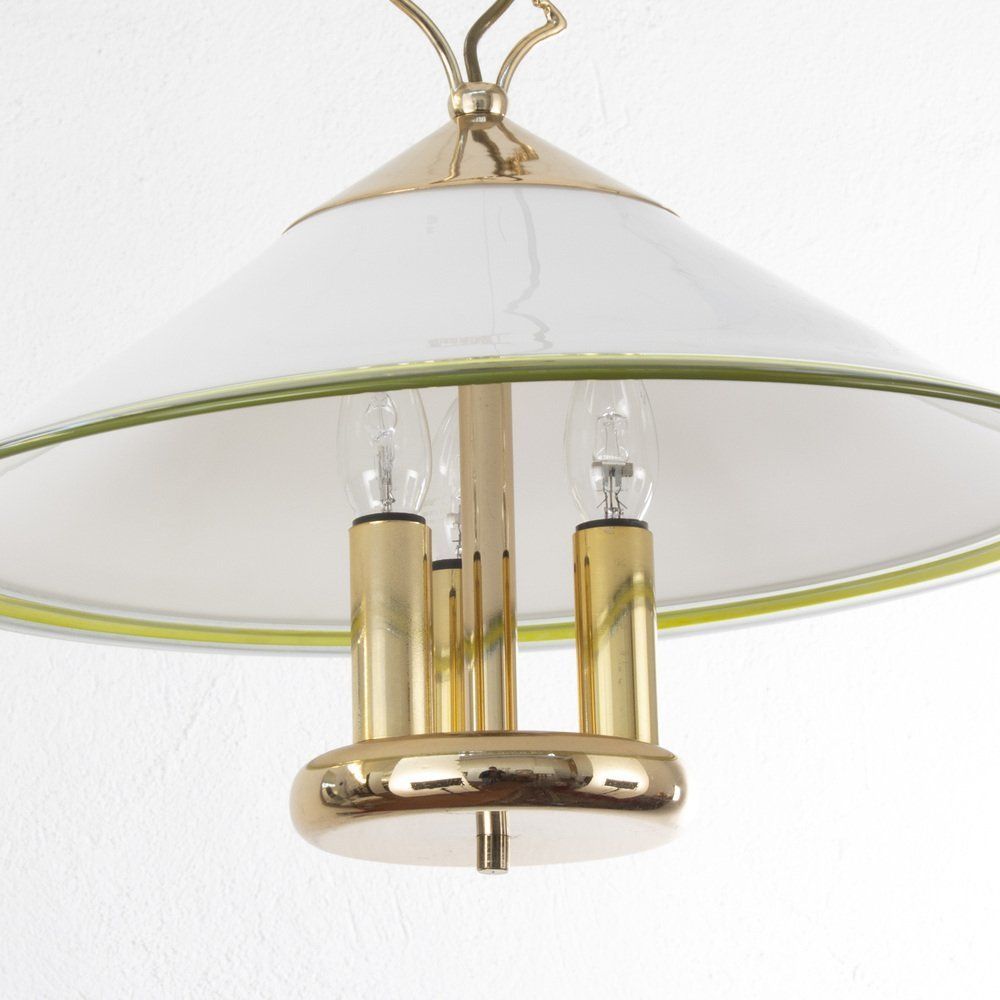 Suspension Lamp In White Murano Glass With Yellow, Green And Galvanic Gold Finishes, 1980s photo for sale