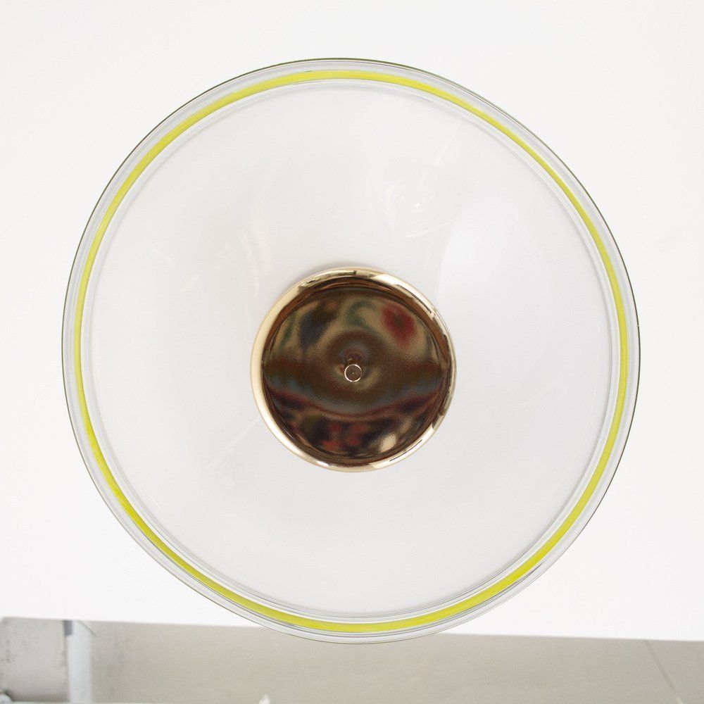 Suspension Lamp In White Murano Glass With Yellow, Green And Galvanic Gold Finishes, 1980s photo buy