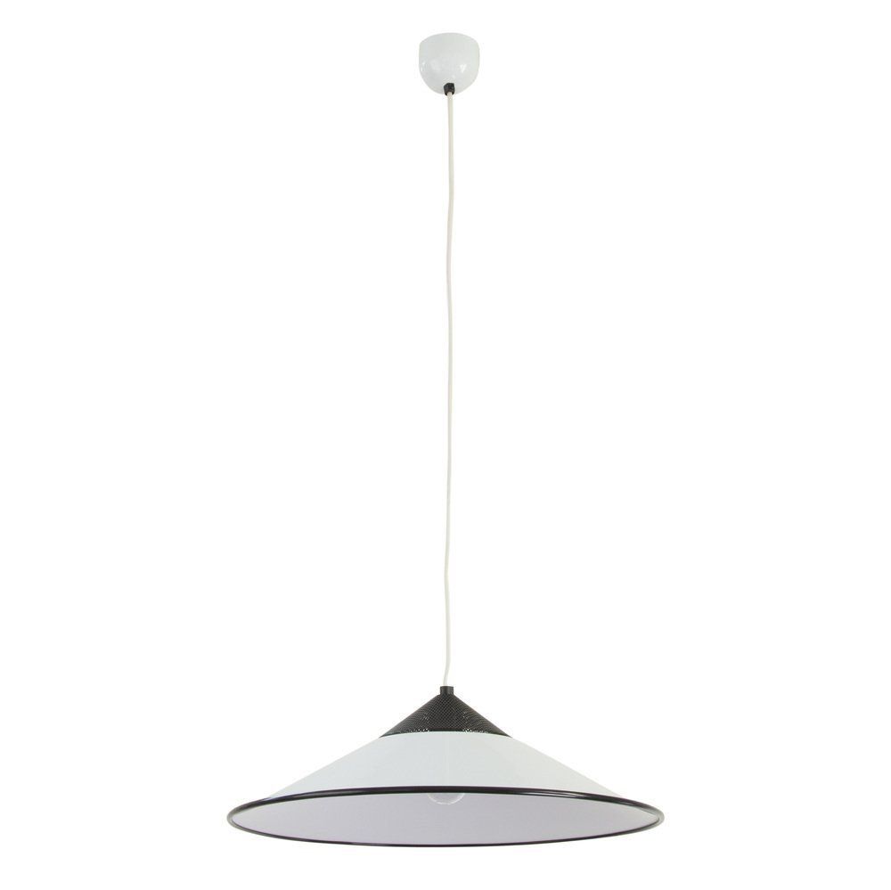 Large Suspension Lamp In White Murano Glass With Black Finishes, Italy, 1970s photo Lighting