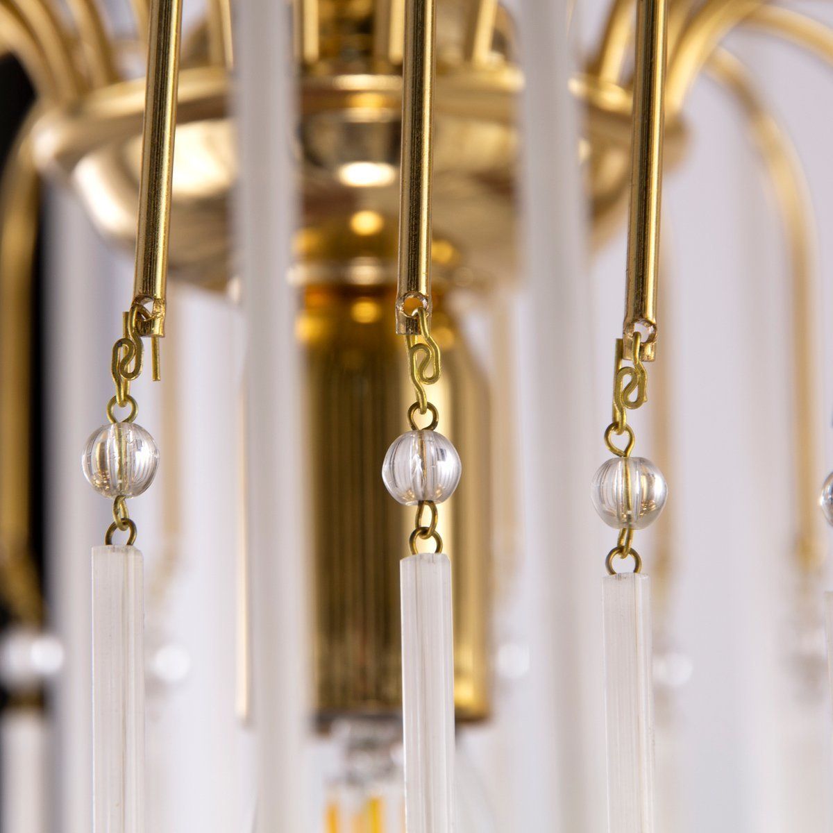 Mid Century Hollywood Regency Lamp In Brass With Blown Murano Glass Straws photo Lighting