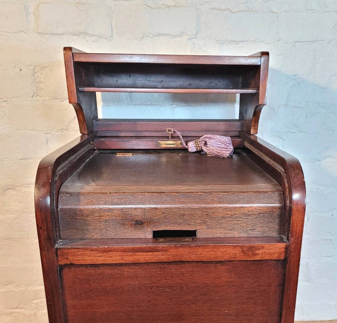 Vintage Roll Top Desk  Vintage Single Desk  Vintage Music Stand  Tambour Front Desk photo buy