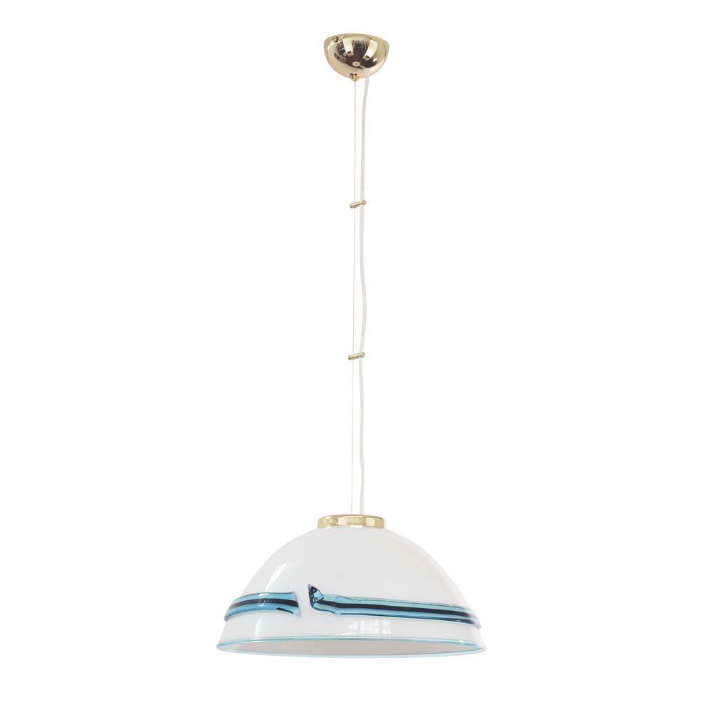 Suspension Lamp In White Murano Glass With Turquoise And Black Applications, 1980s photo furniture