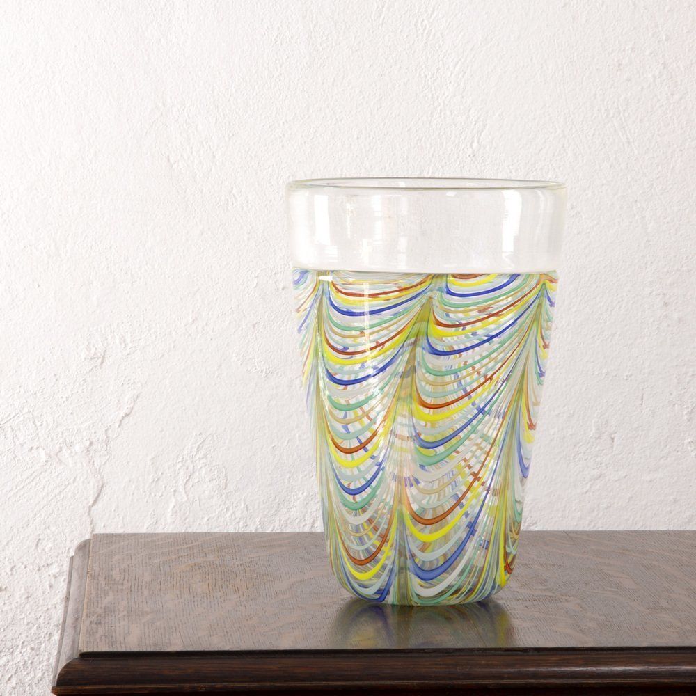 Phoenician Vase In Murano Glass With Polychrome Filigree And Crystal By Archimede Seguso photo furniture