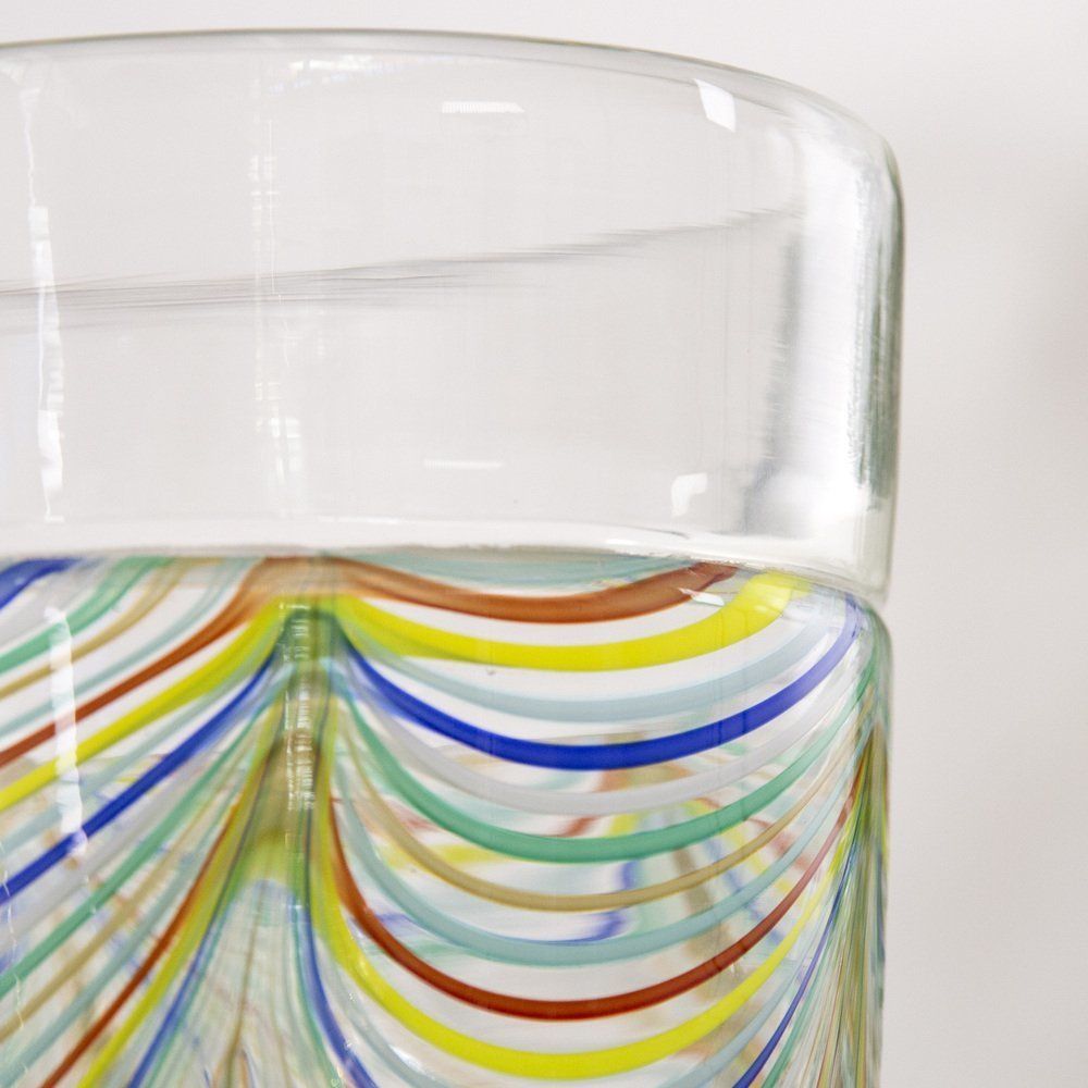 Phoenician Vase In Murano Glass With Polychrome Filigree And Crystal By Archimede Seguso photo vintage