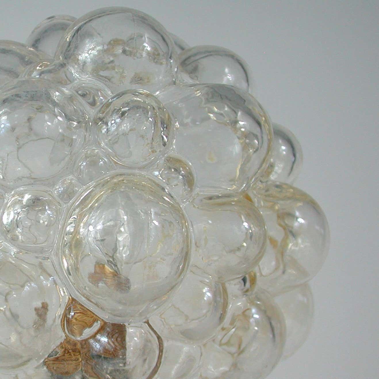 792.0 Midcentury Bubble Glass And Brass Table Lamp By Helena Tynell For Limburg, 1960s photo