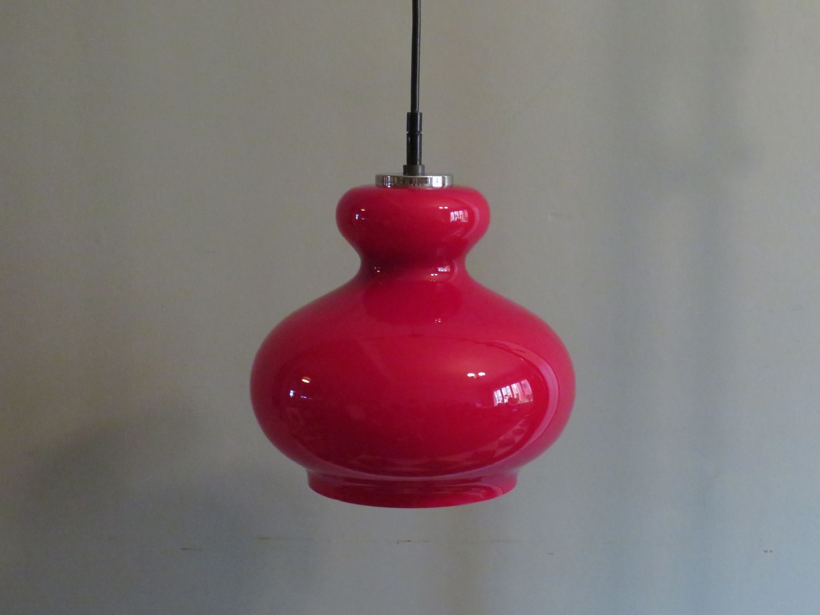 Red Glass Hanging Lamp Peill & Putzler, Germany 1960 1970 photo for sale