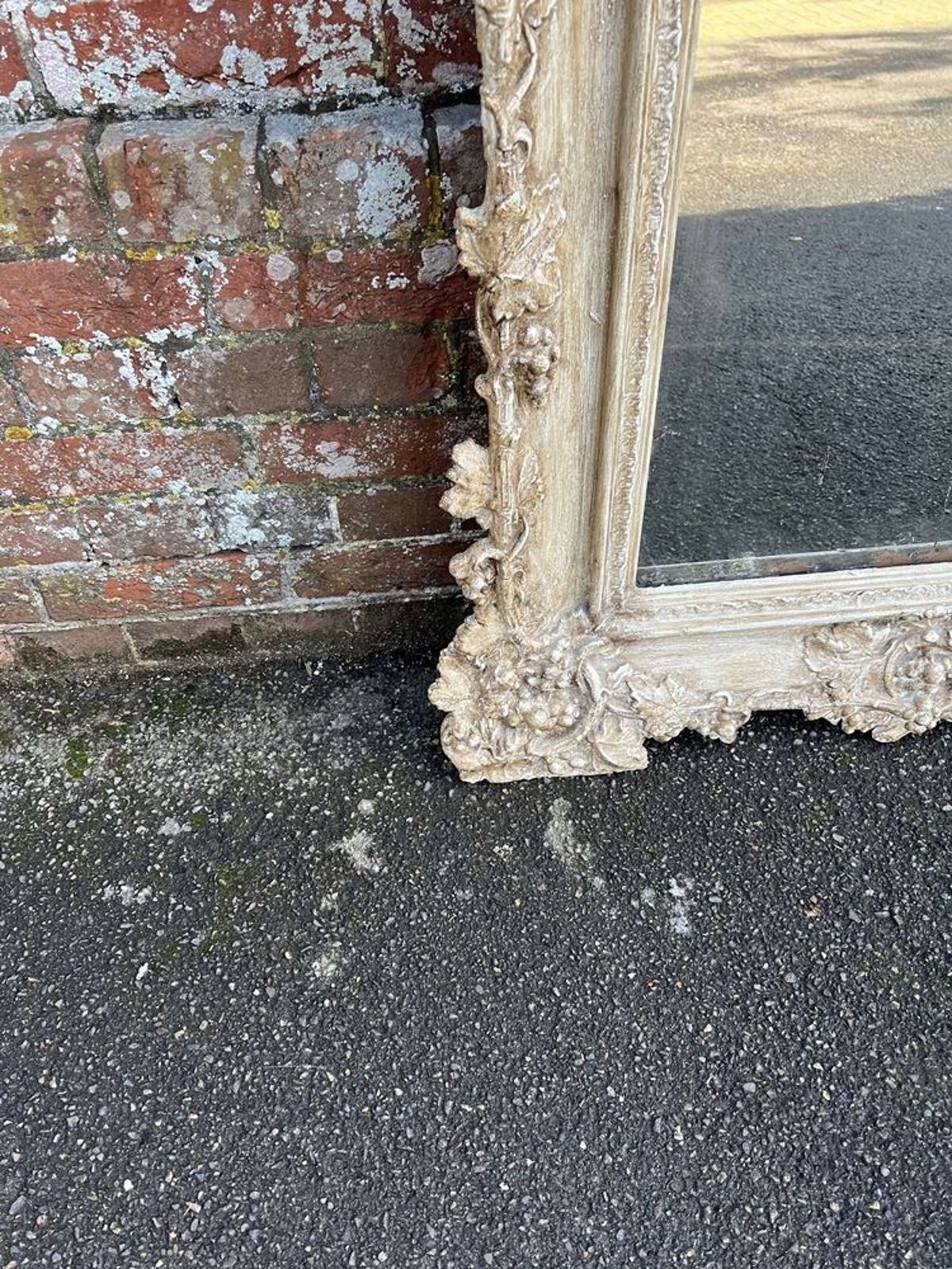 An Impressive Large Antique French 19th C Shaped Top Painted Mirror. photo Home Decor