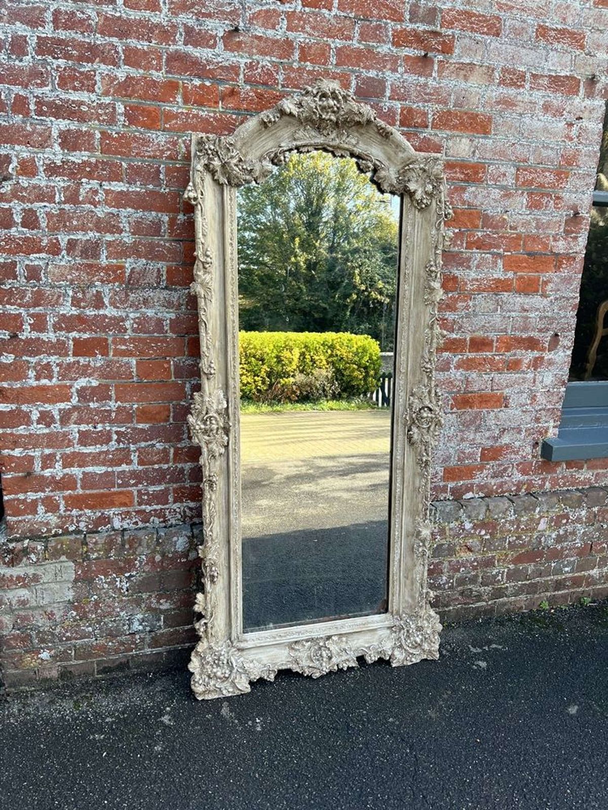 An Impressive Large Antique French 19th C Shaped Top Painted Mirror. photo buy