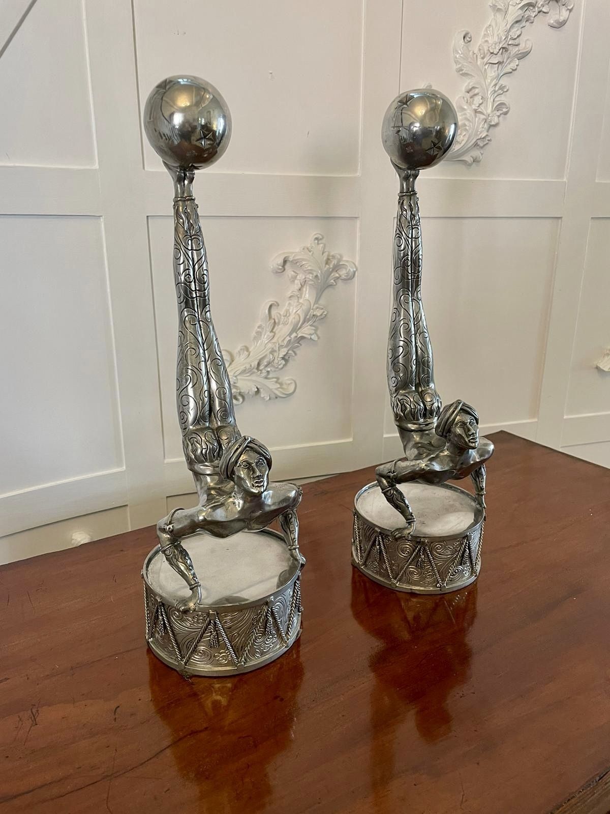 Unusual Pair Of Antique Quality Silver Plated Candlesticks photo buy