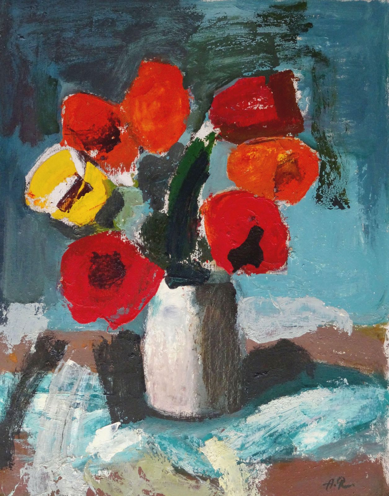Aleksandr Rodin Tulips. Double Sided 1975, Canvas, Oil