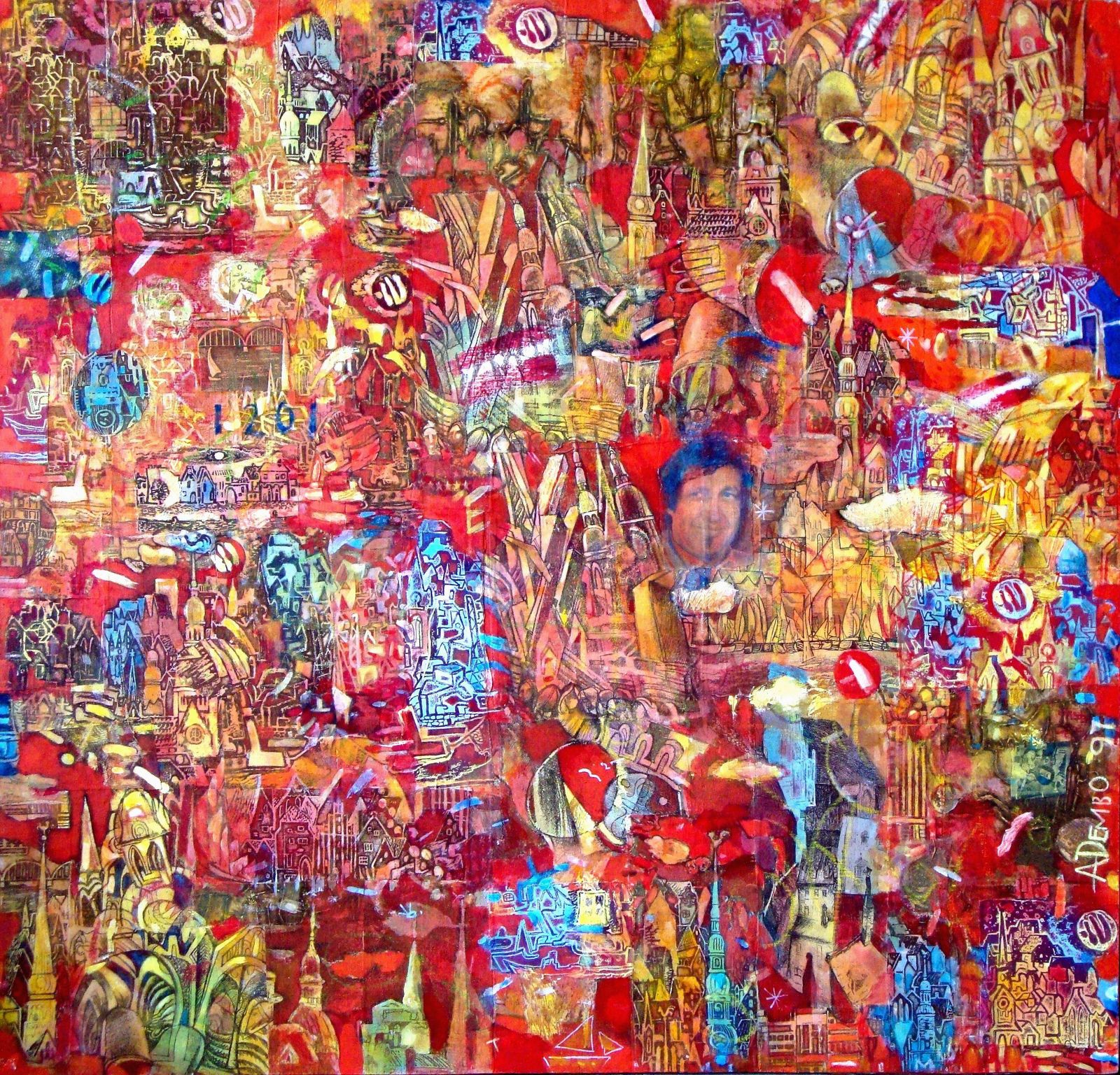 Aleksandrs Dembo Anniversary. 1997, Pressed Cardboard, Acrylic, Collage