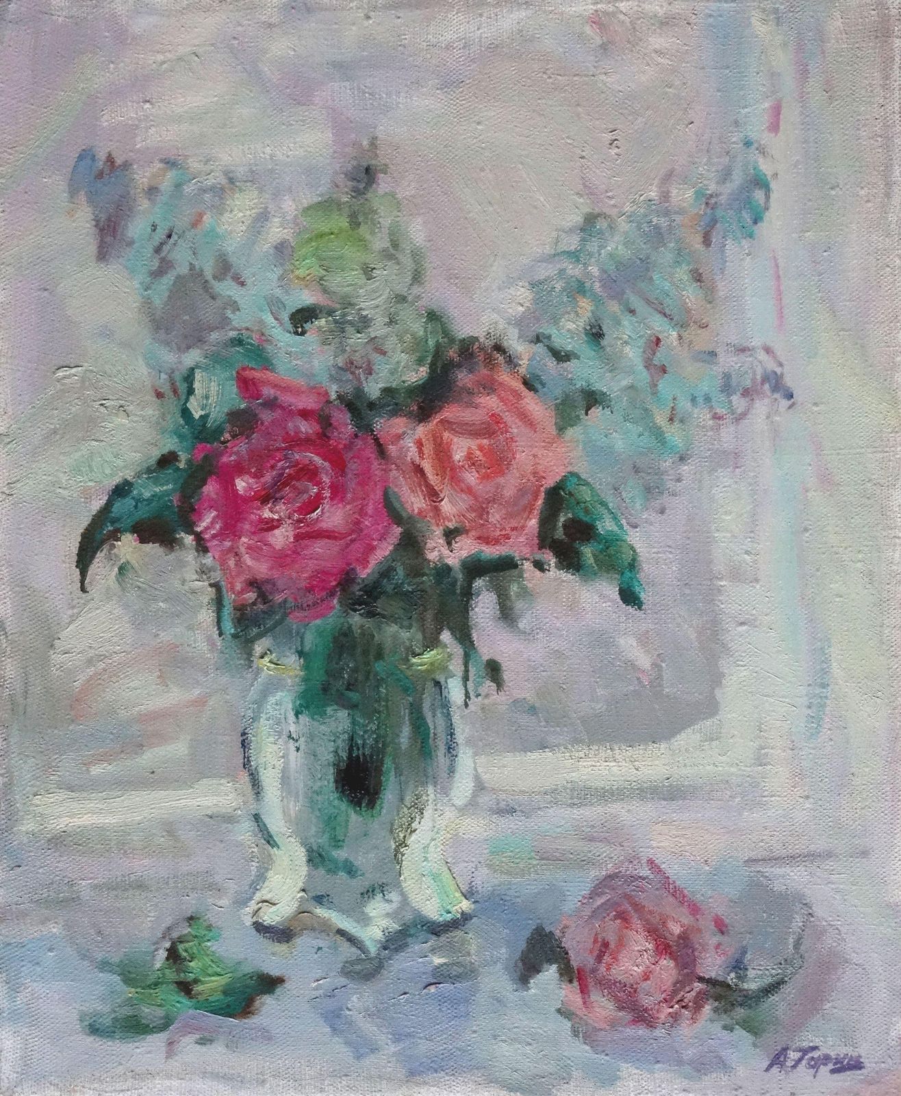 Aleksey Garin Bouquet On The Window. 1995, Oil On Canvas