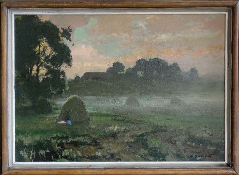 Alfejs Bromults Morning Fog 1975 Cardboard, Oil photo furniture