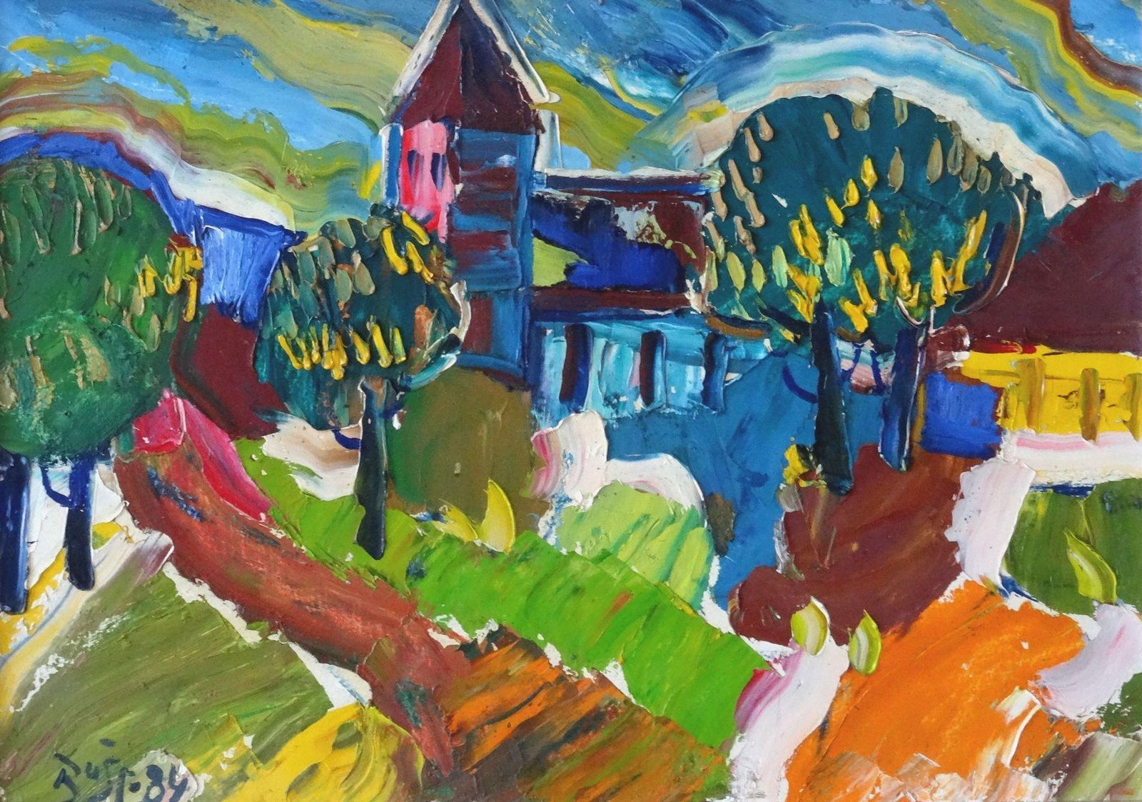 City Dagda 1984 Oil On Canvas And Cardboard