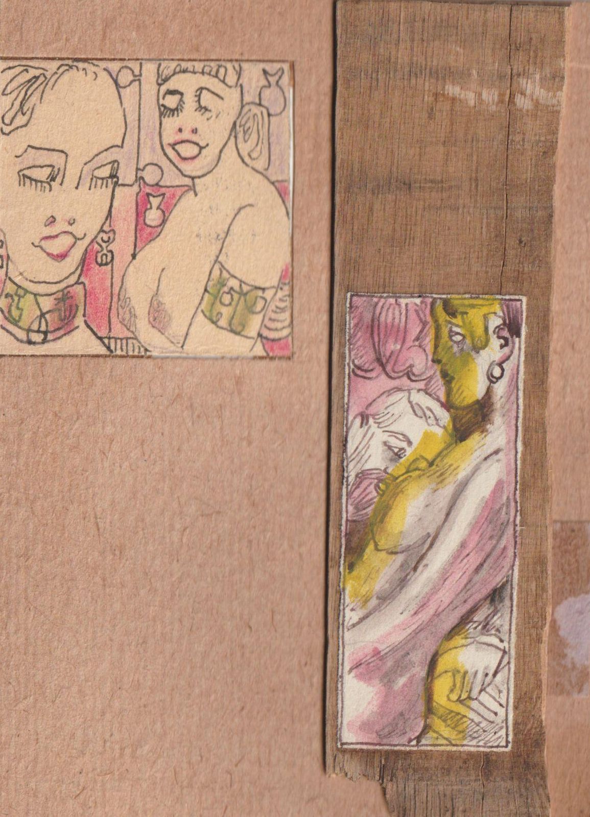 Adolfs Zardins Erotic Motives. 2.Pcs., Paper, Cardboard, Mixed Media