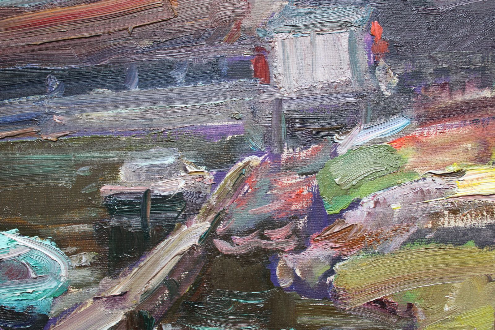 Nikolajs Breikss Ship Repair. Oil On Cardboard photo 1980.0