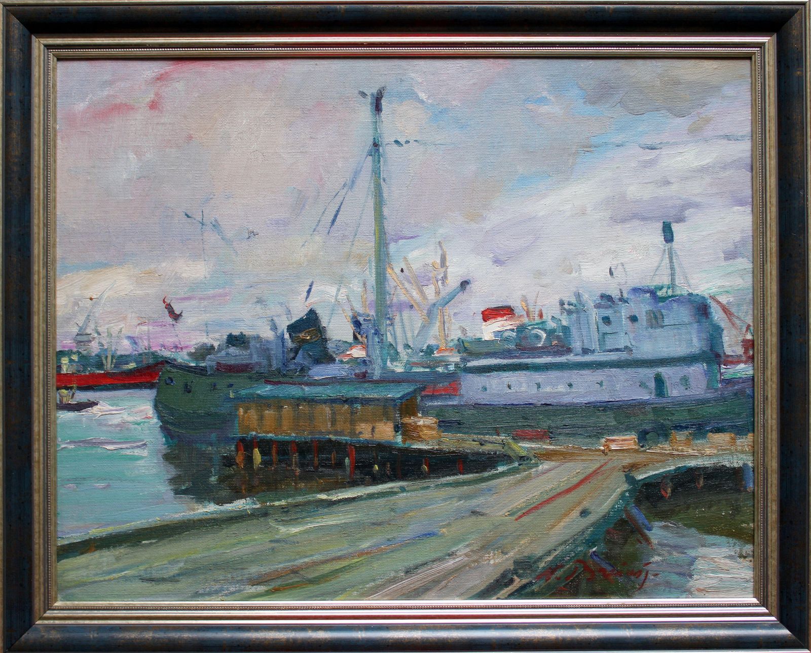 Nikolajs Breikss Port. Big Ship 1964. Oil On Cardboard photo 1980.0