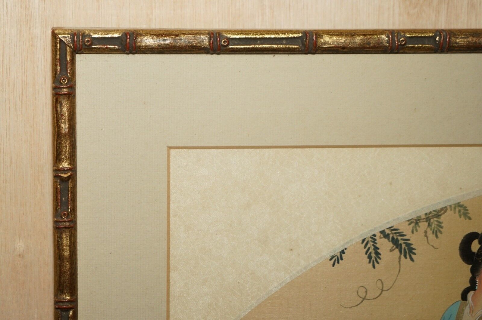 Pair Of Signed Antique Chinese Watercolour Silk Paintings Of Geisha Girl Flowers photo for sale