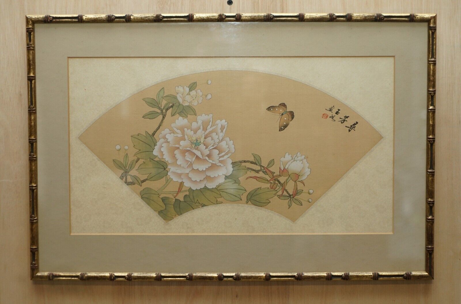 photo furniture Pair Of Signed Antique Chinese Watercolour Silk Paintings Of Geisha Girl Flowers