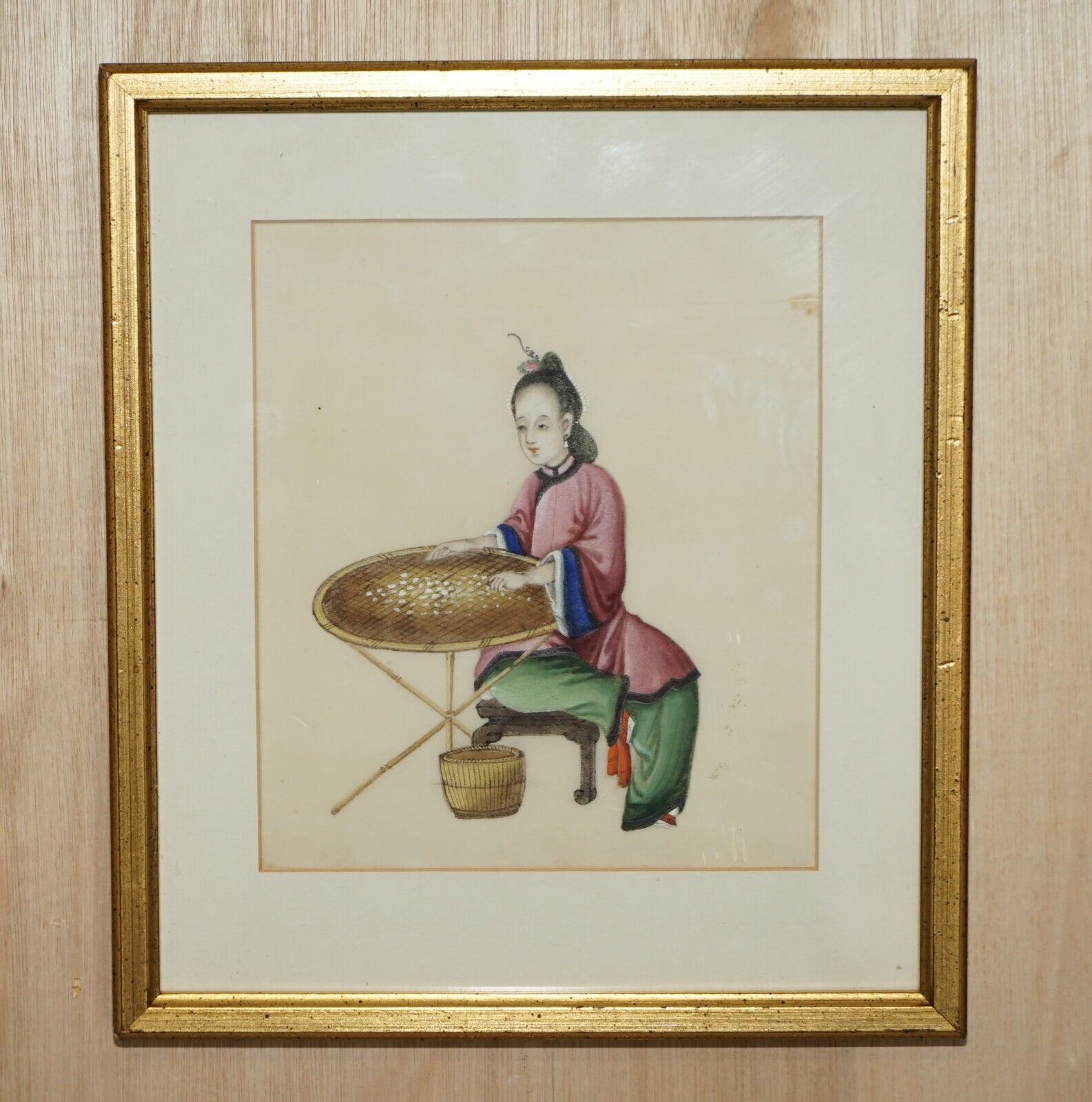 Four Antique 19th Century Circa 1880 Chinese Gouaches On Rice Paper Geisha Girls photo vinterior