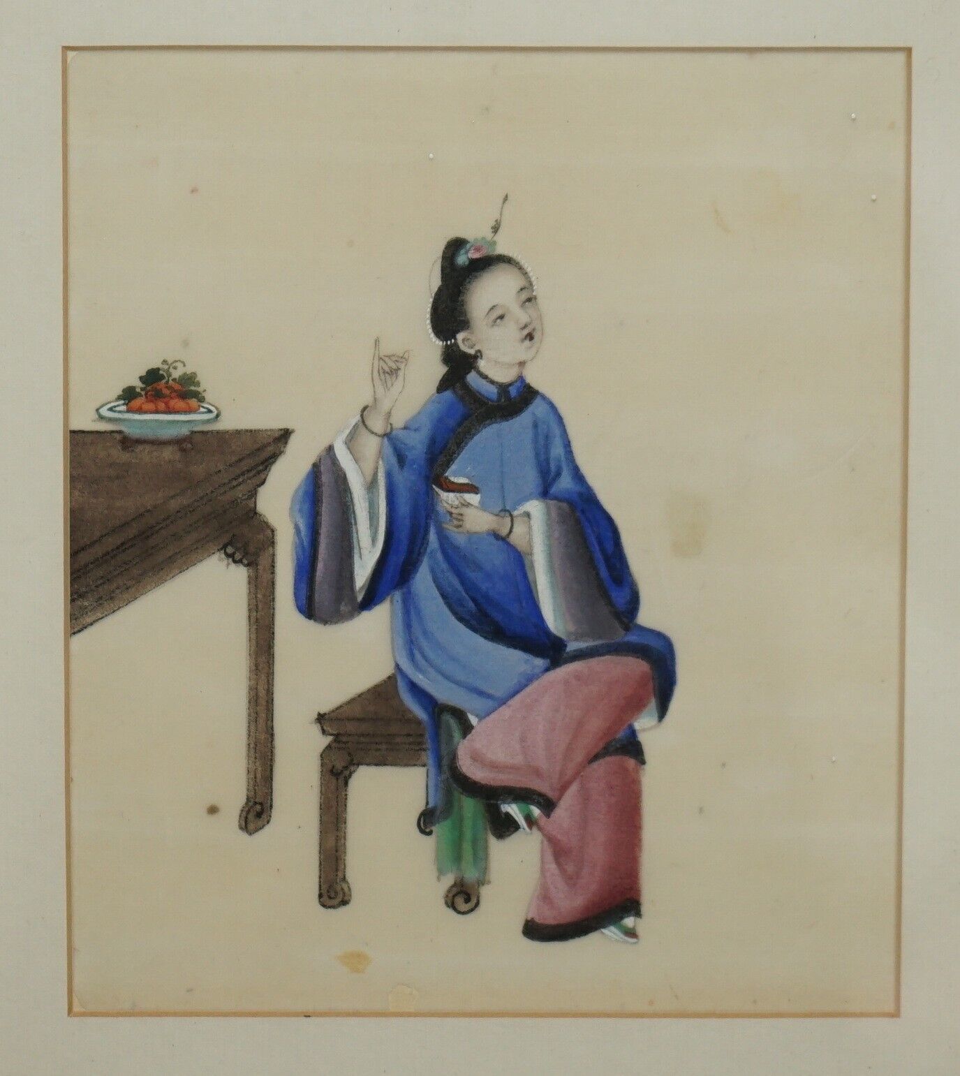 photo furniture Four Antique 19th Century Circa 1880 Chinese Gouaches On Rice Paper Geisha Girls