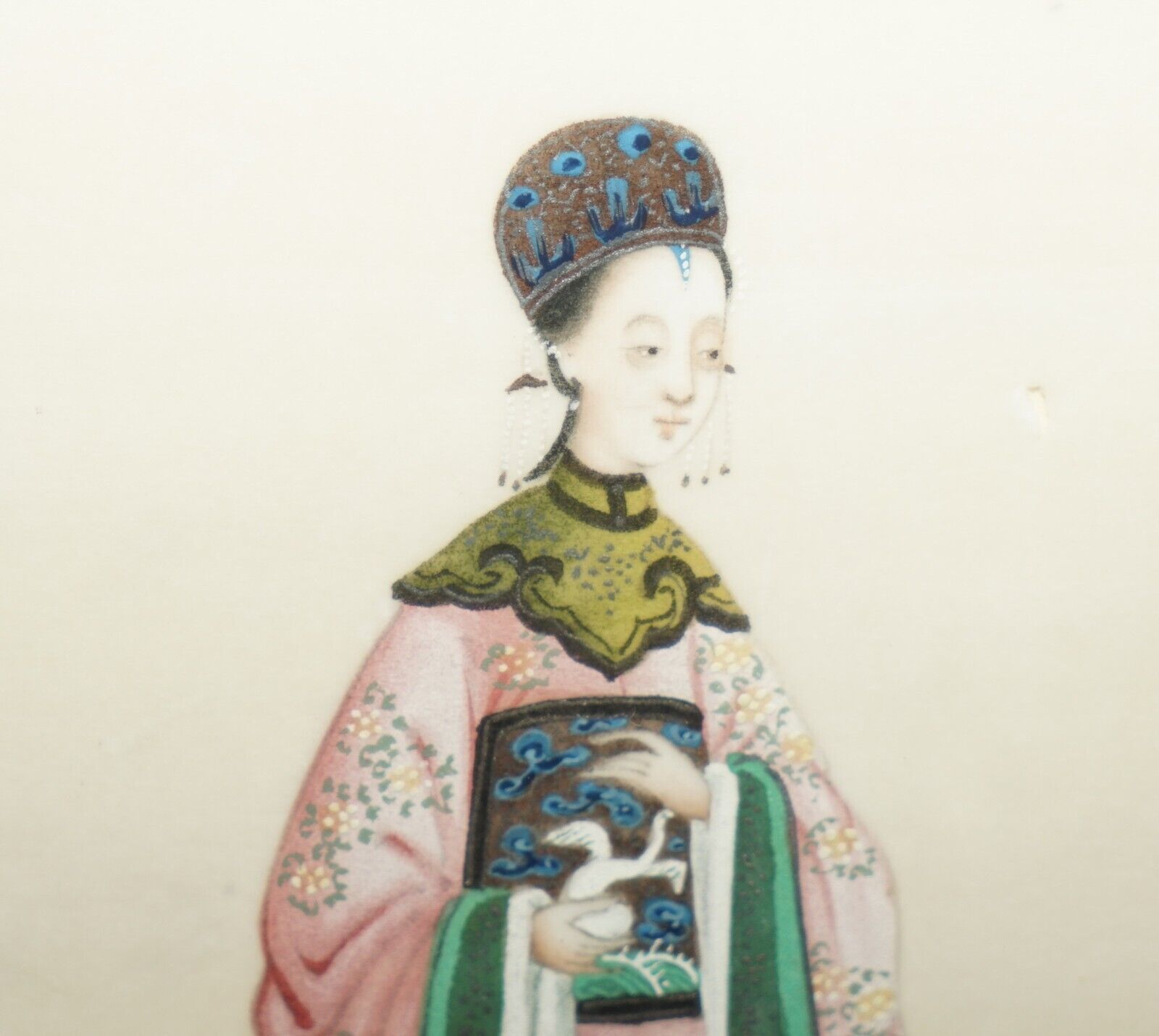 Pair Antique 19th Century 1880 Chinese Gouaches On Rice Paper Geisha Girl & Lord photo Art