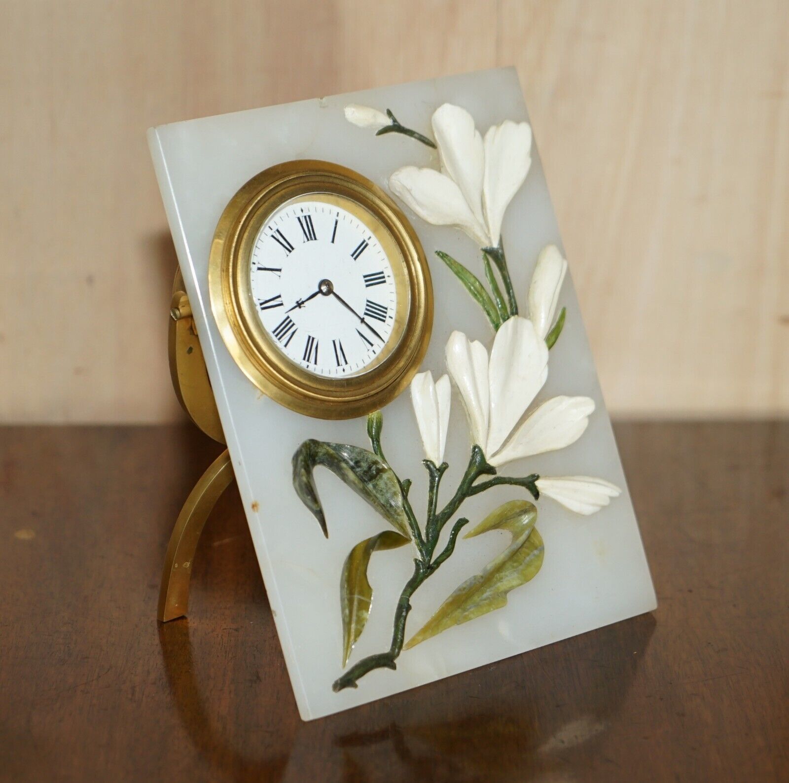 Very Fine Royal Warrant John D Harris Marble & Pietra Dura Boudoir Clock In Case photo buy