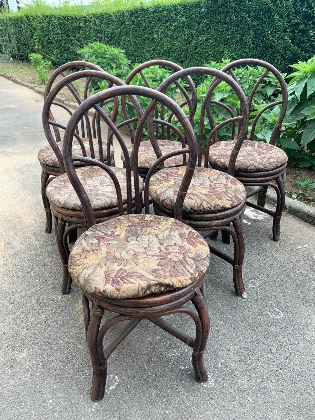 Suite Of Six 20th Century Curved Wicker Chairs photo Furniture