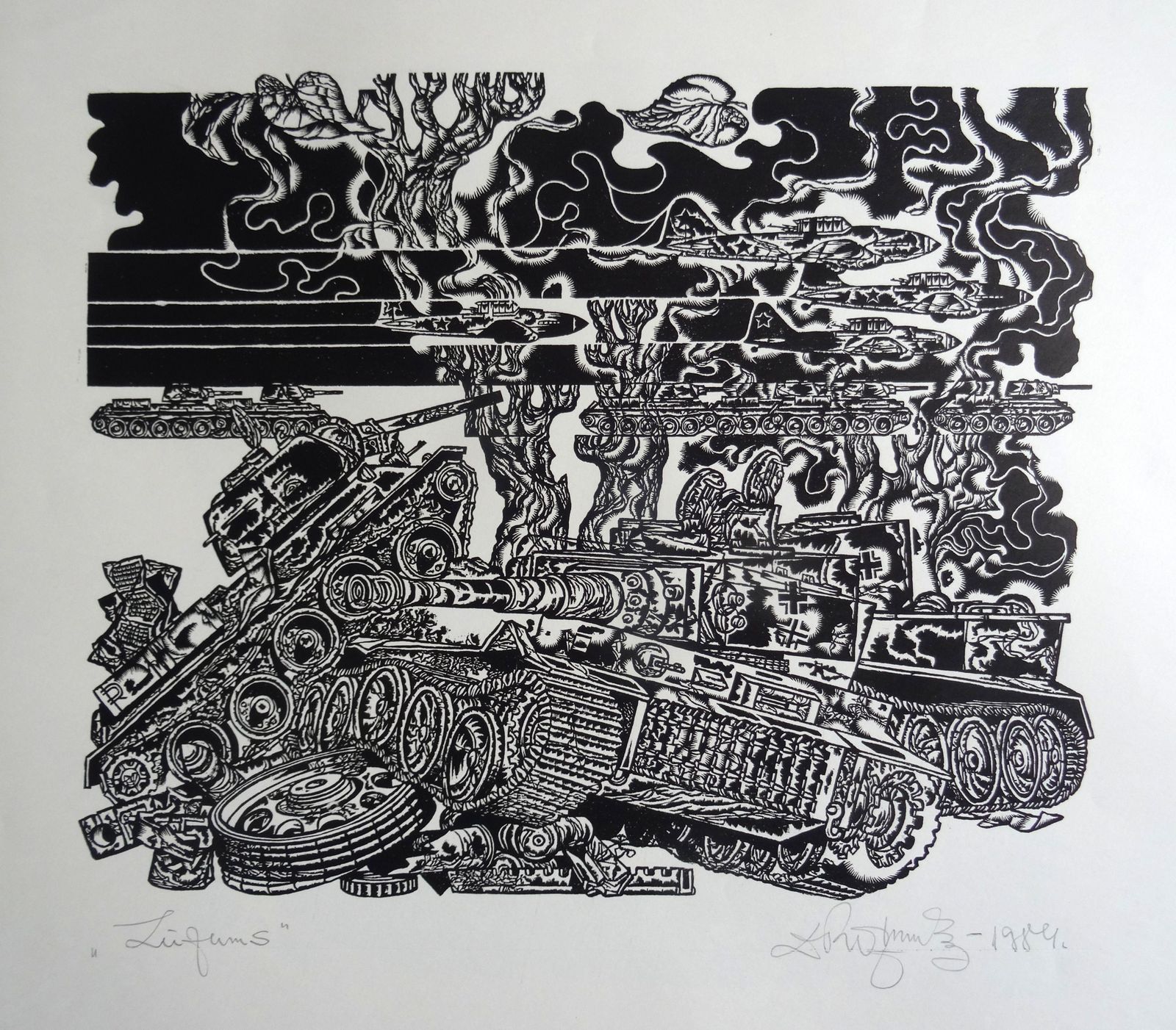 Dainis Rozkalns Fracture. 1984, Linocut.