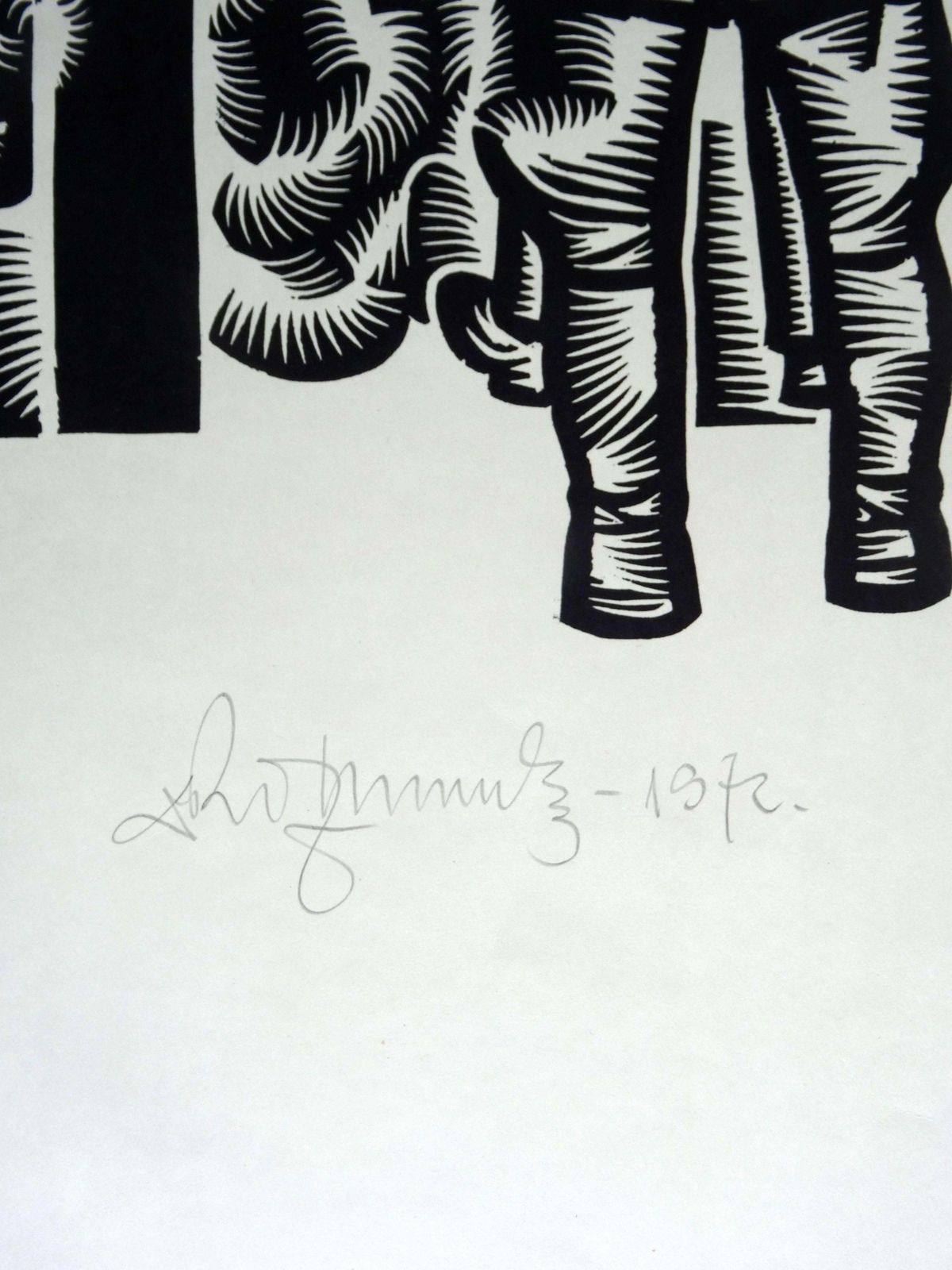 Dainis Rozkalns July 7, 1918. Riflemen. 1972, Linocut. photo furniture