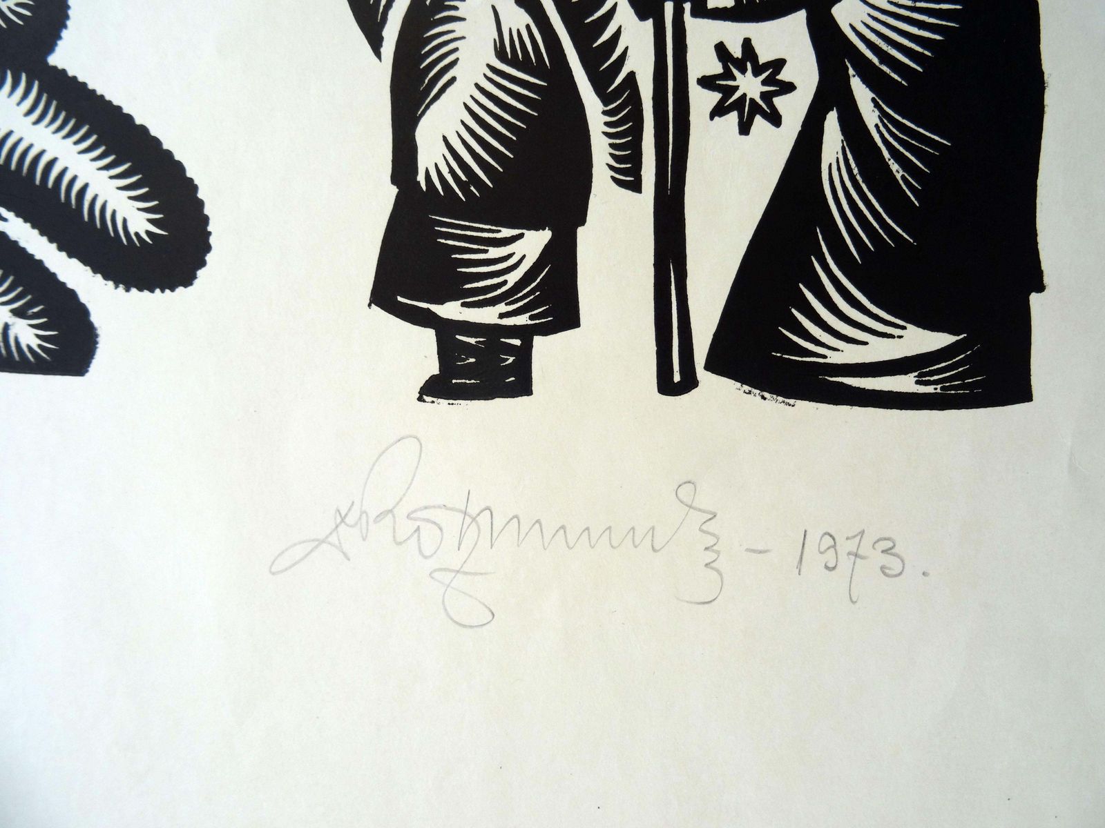 Dainis Rozkalns The Snow Was Blowing. 1973, Paper, Linocut, Print Size photo furniture