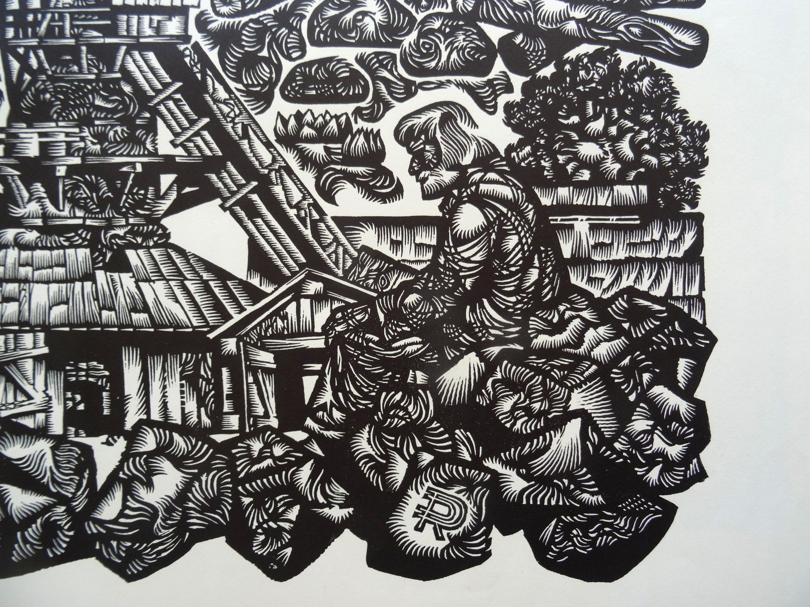 Dainis Rozkalns Fatigue. 1977, Paper, Linocut, Print photo furniture