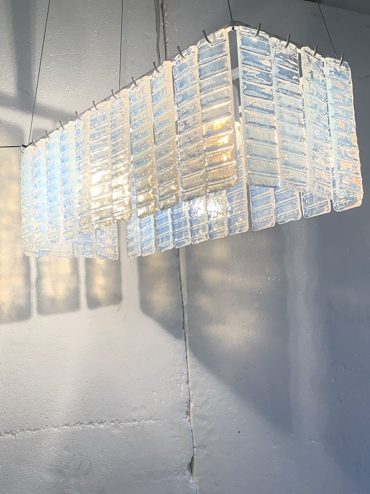 Chandelier Murano Glass Sputnik Opalino Italian Handmade photo for sale