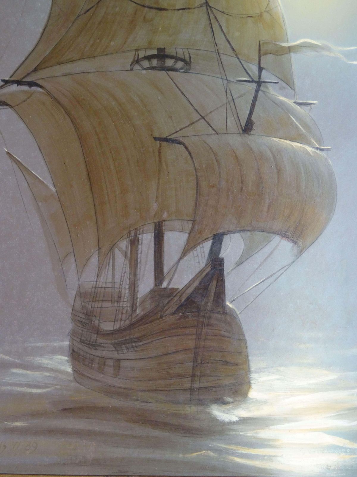 Vasily Hvatov Sailboat In The Night. 1989. Oil On Cardboard photo for sale