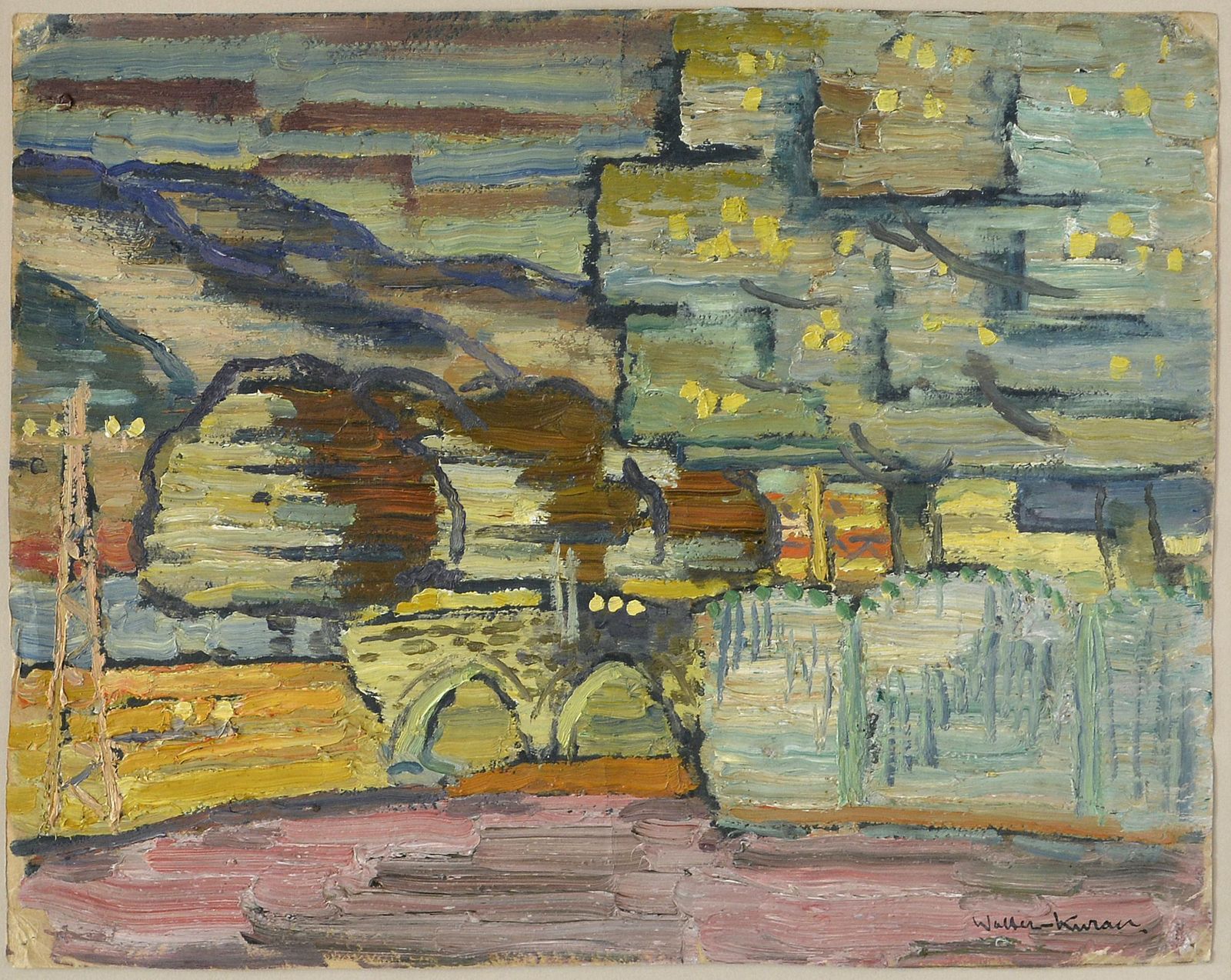 Johannes Walter Kurau Arlberg Brücke. 1930, оil On Cardboard