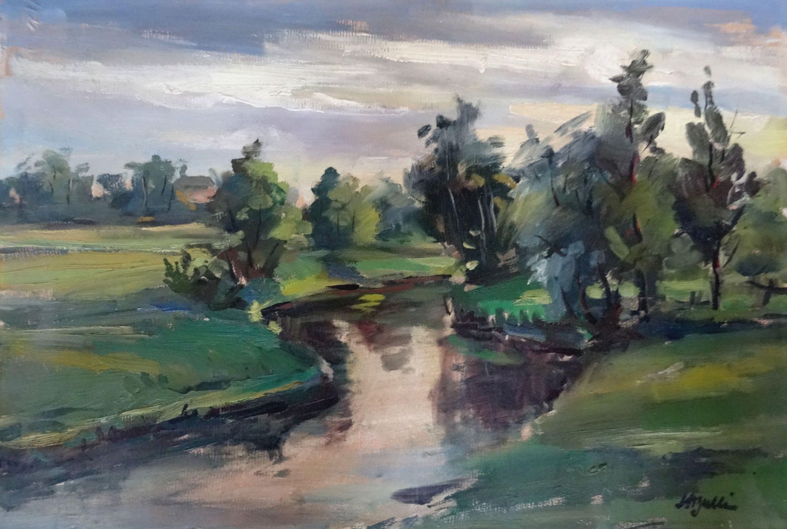 Harijs Veldre Landscape With A River. 1947. Oil On Cardboard photo furniture
