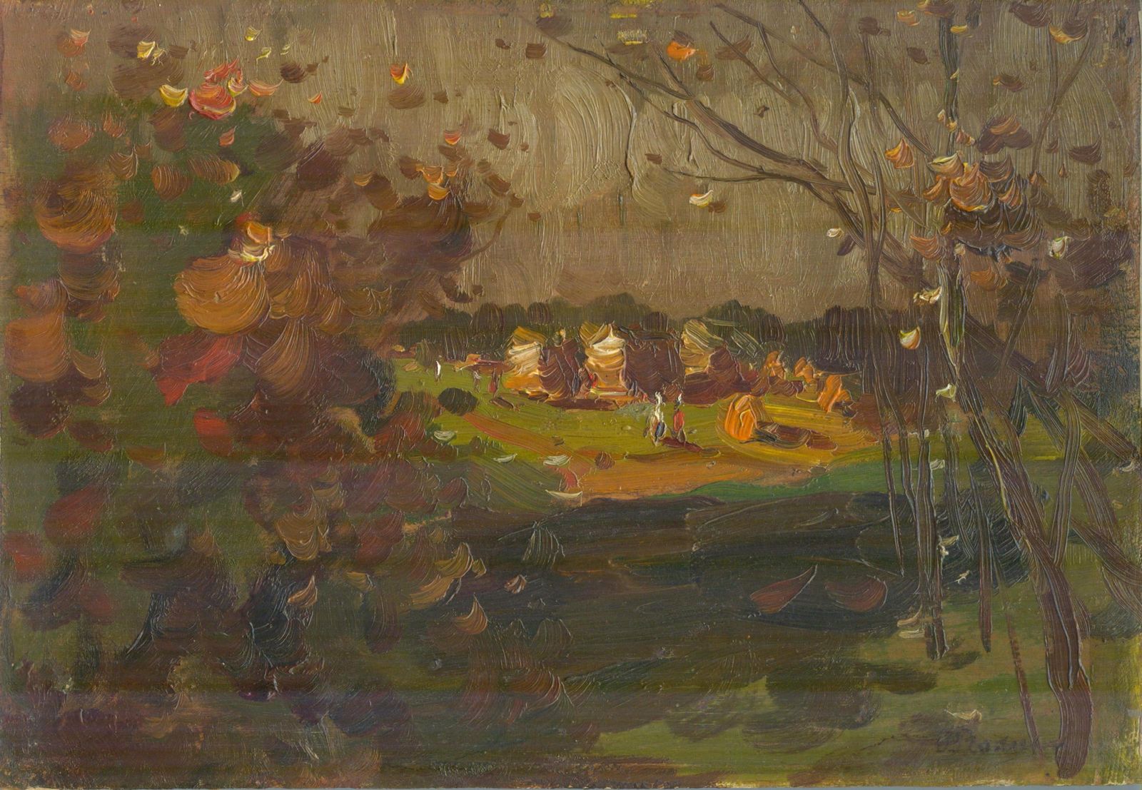 Oto Plader Study Of Autumn, 1949, Oil On Plywood