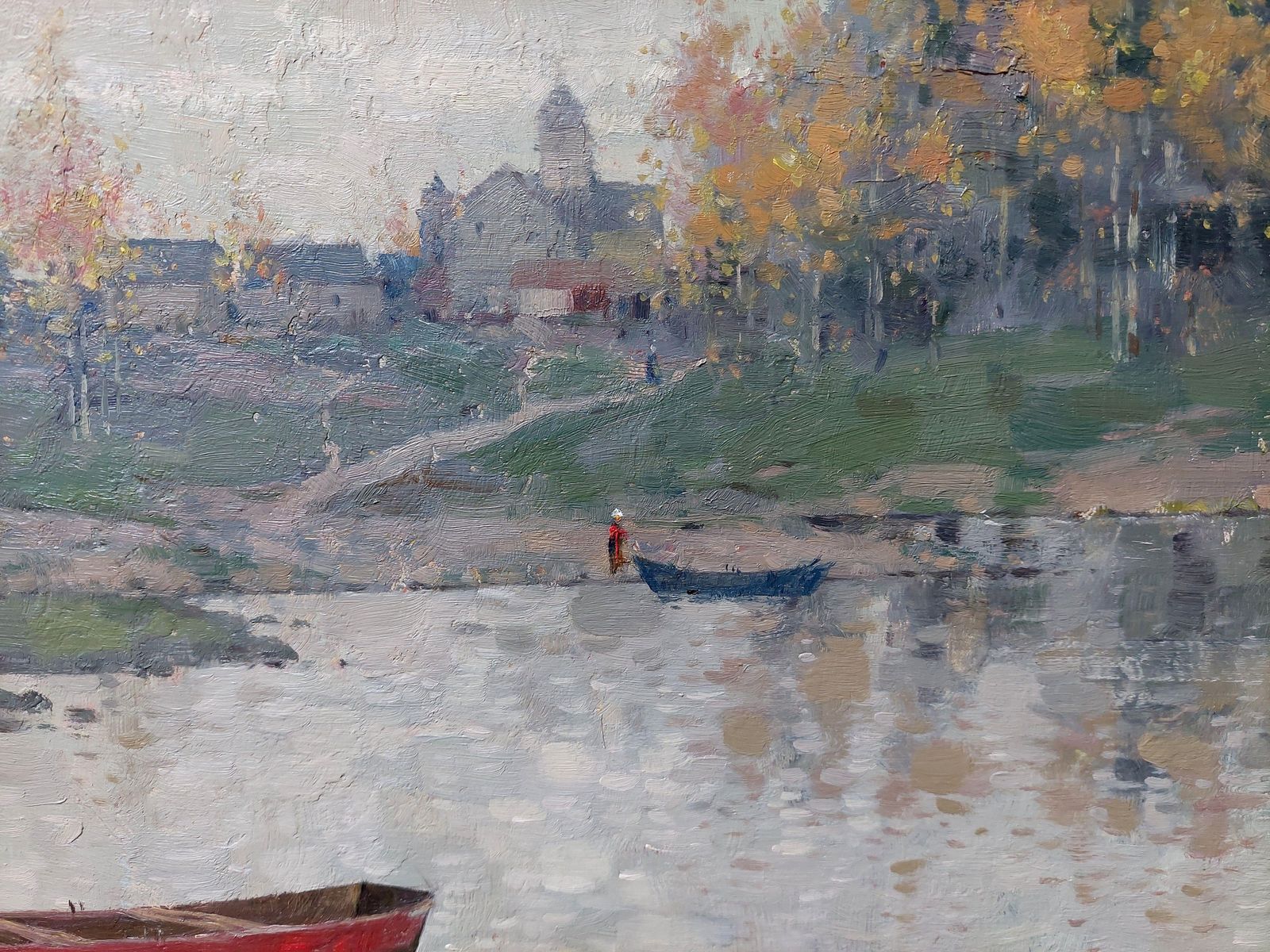 Oto Plader Autumn At The Lake, Plywood, Oil photo for sale