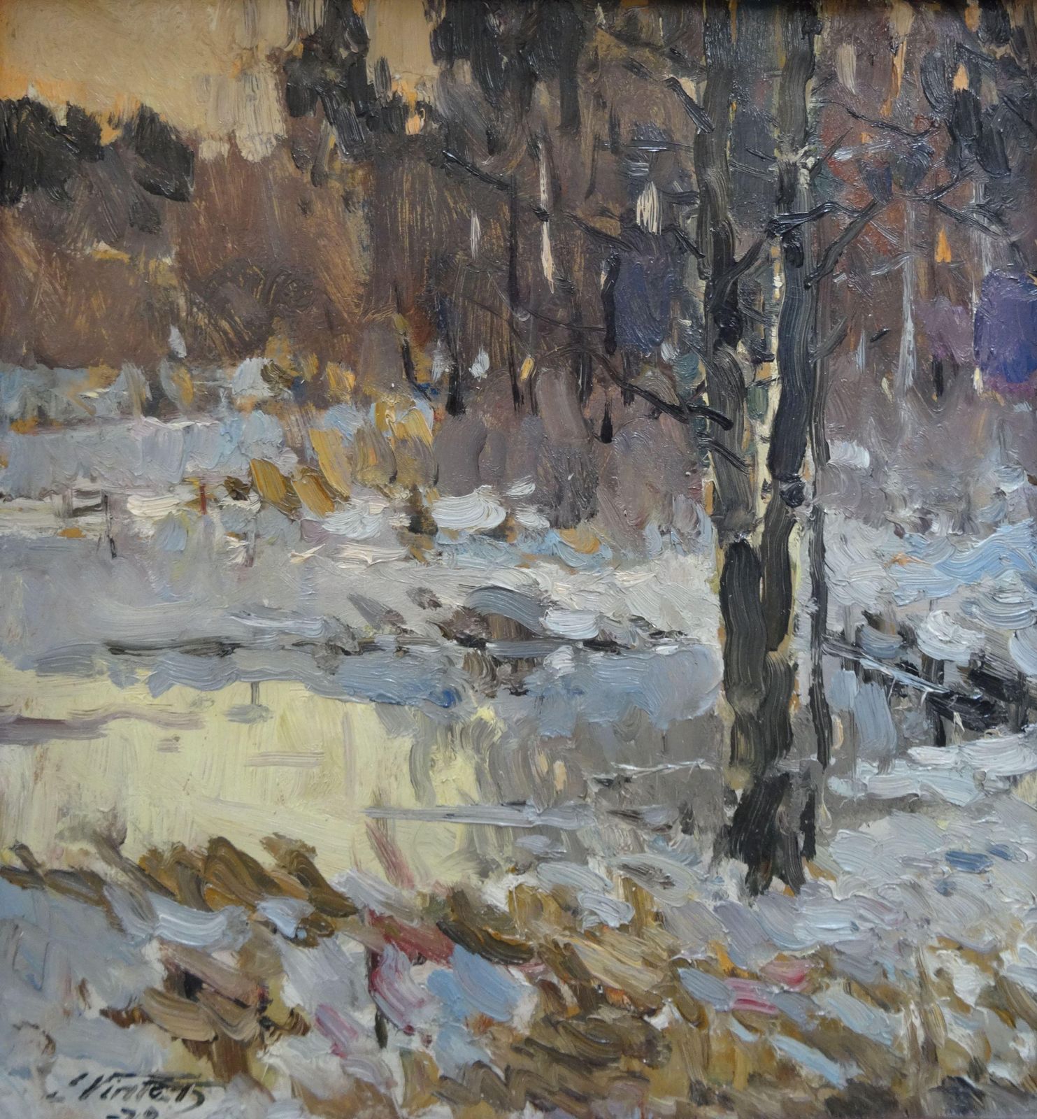 Edgars Vinters Winter. Oil On Cardboard, 1978