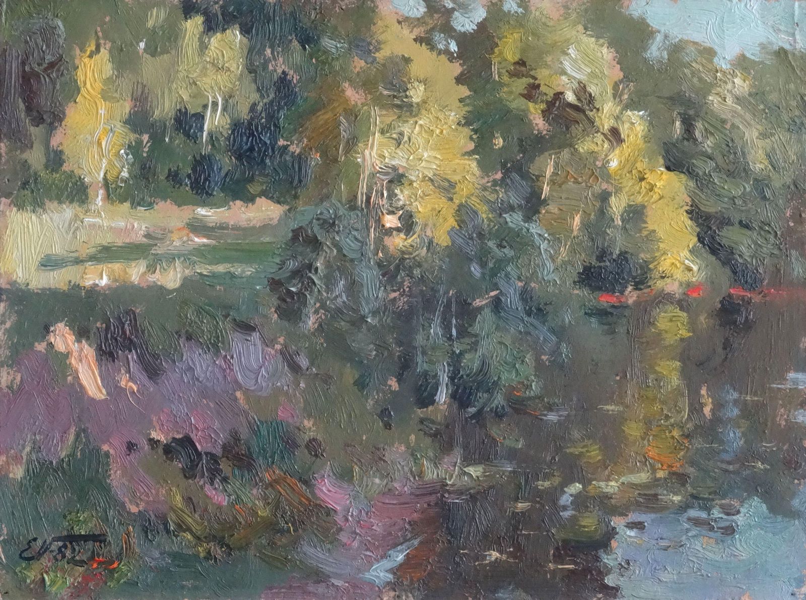 Edgars Vinters Summer Evening. 1982, Oil On Cardboard, 1982