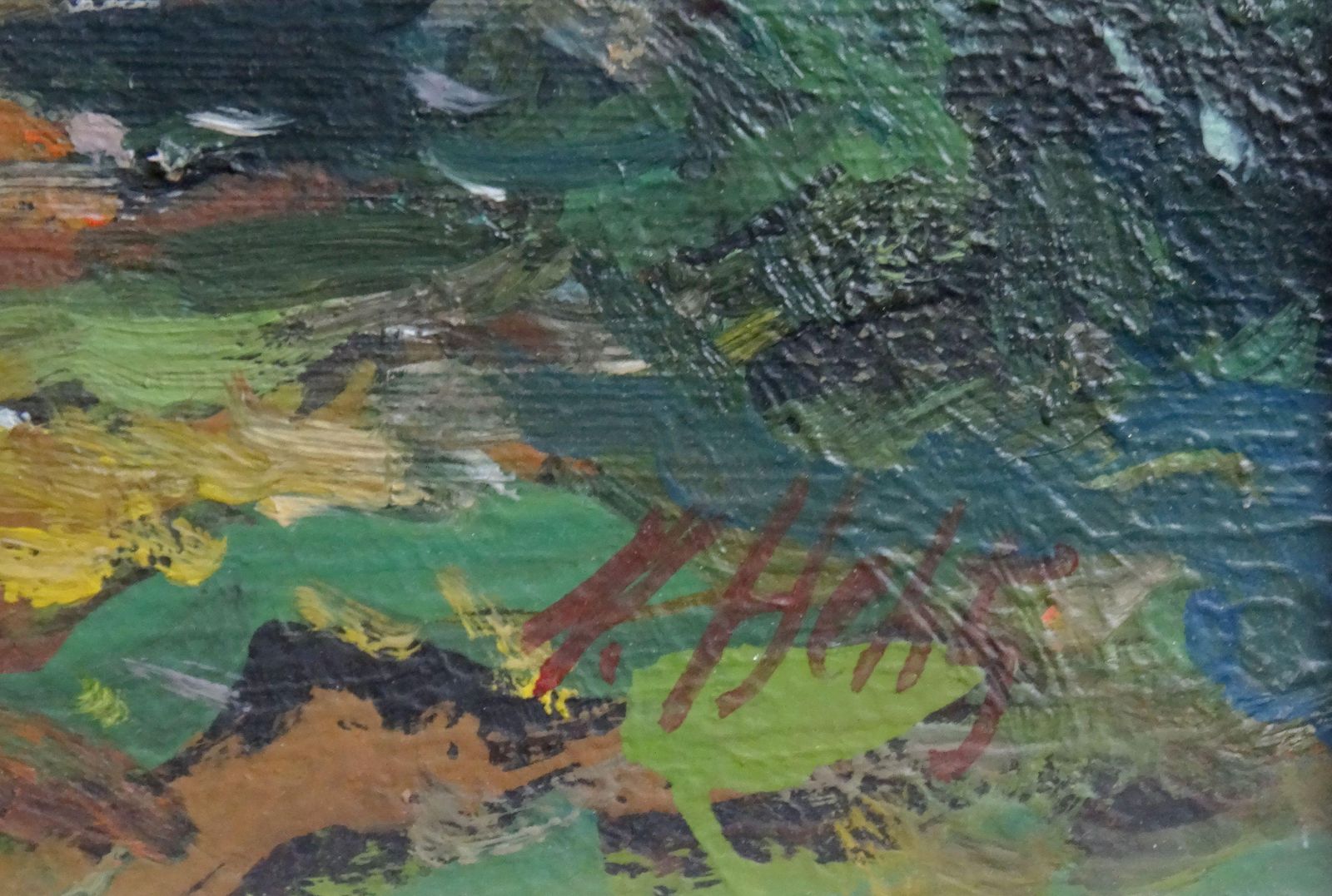 Vizulis Hehts During Flowering. Cardboard, Oil photo for sale