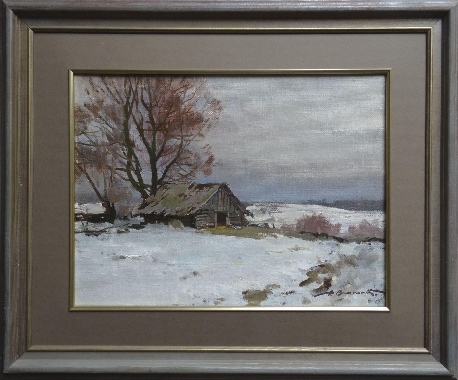 Alfejs Bromults Winter In The Village. Oil On Canvas And Cardboard photo furniture