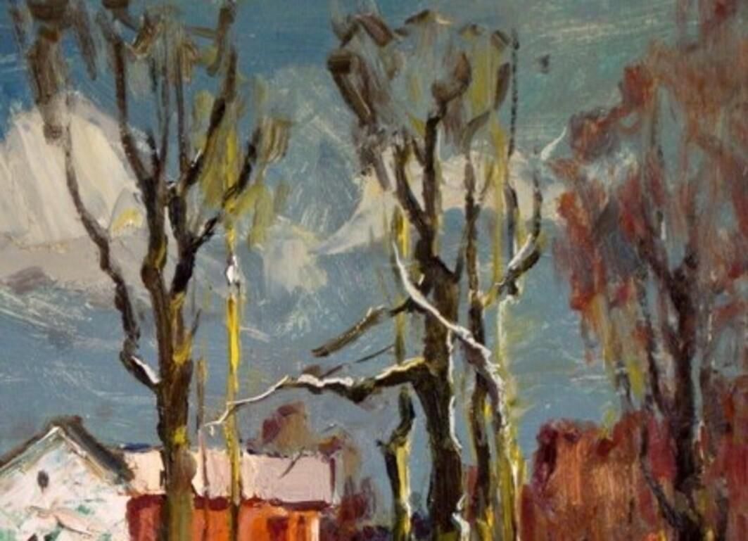 Aleksandrs Zviedris Landscape. 1964. Oil On Cardboard photo furniture