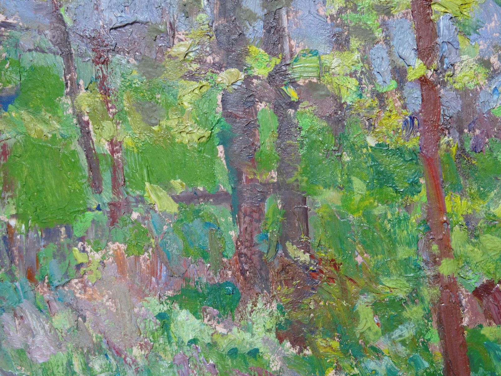 Yuriy Zvyozdkin The Greens Are Blooming. Cardboard, Oil photo for sale
