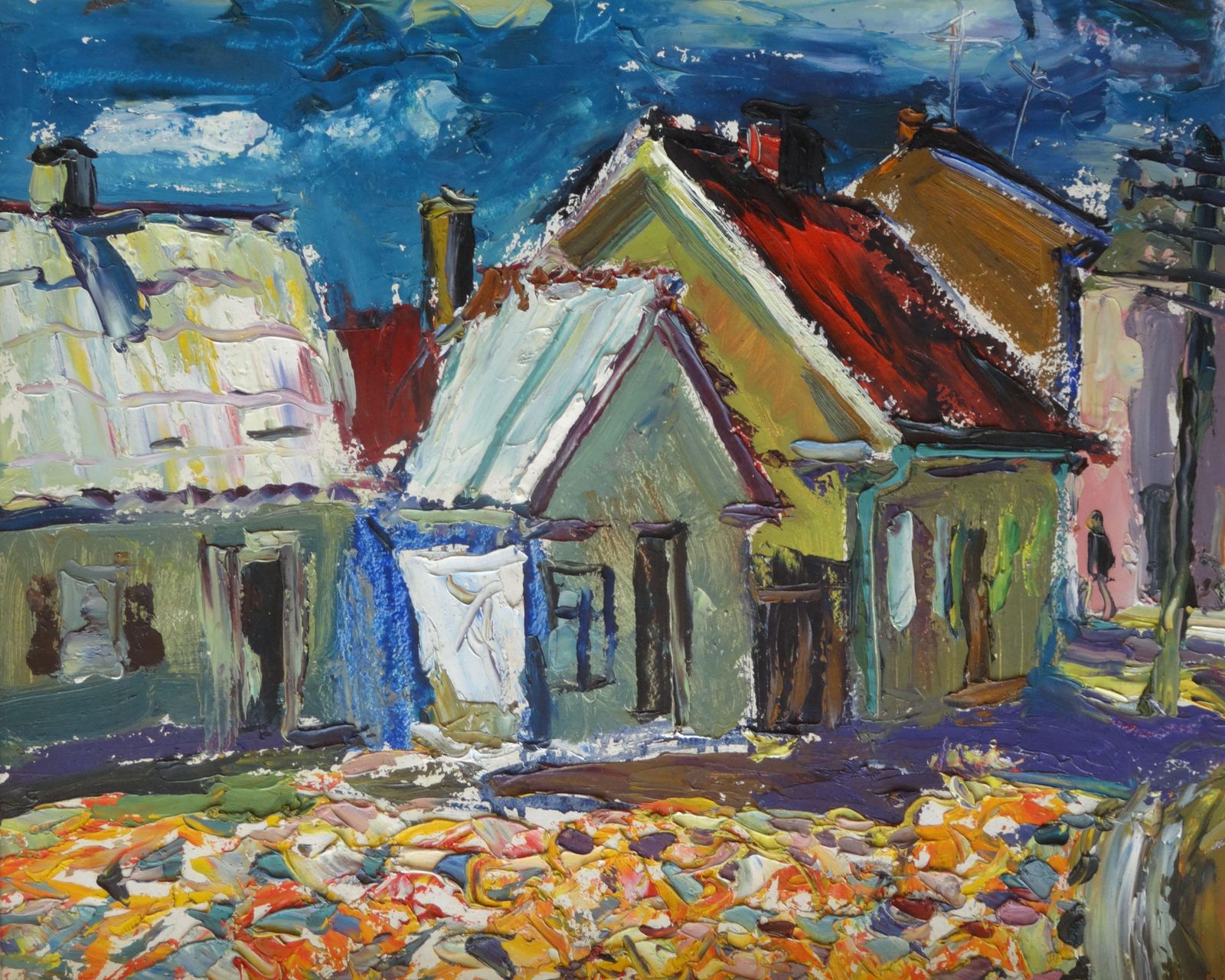 Dzidra Bauma Old Town. 1980, Oil On Cardboard,