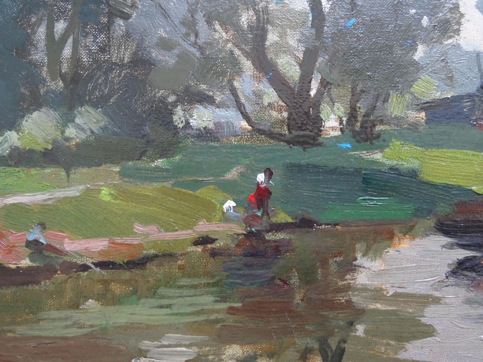 Alfejs Bromults The Lakeshore. 1972, Oil On Cardboard photo Art